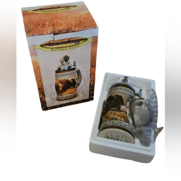 1996 Anheuser Busch "Animals of the Prairie" Raised Relief Stein Buffalo - Picture 2 of 9